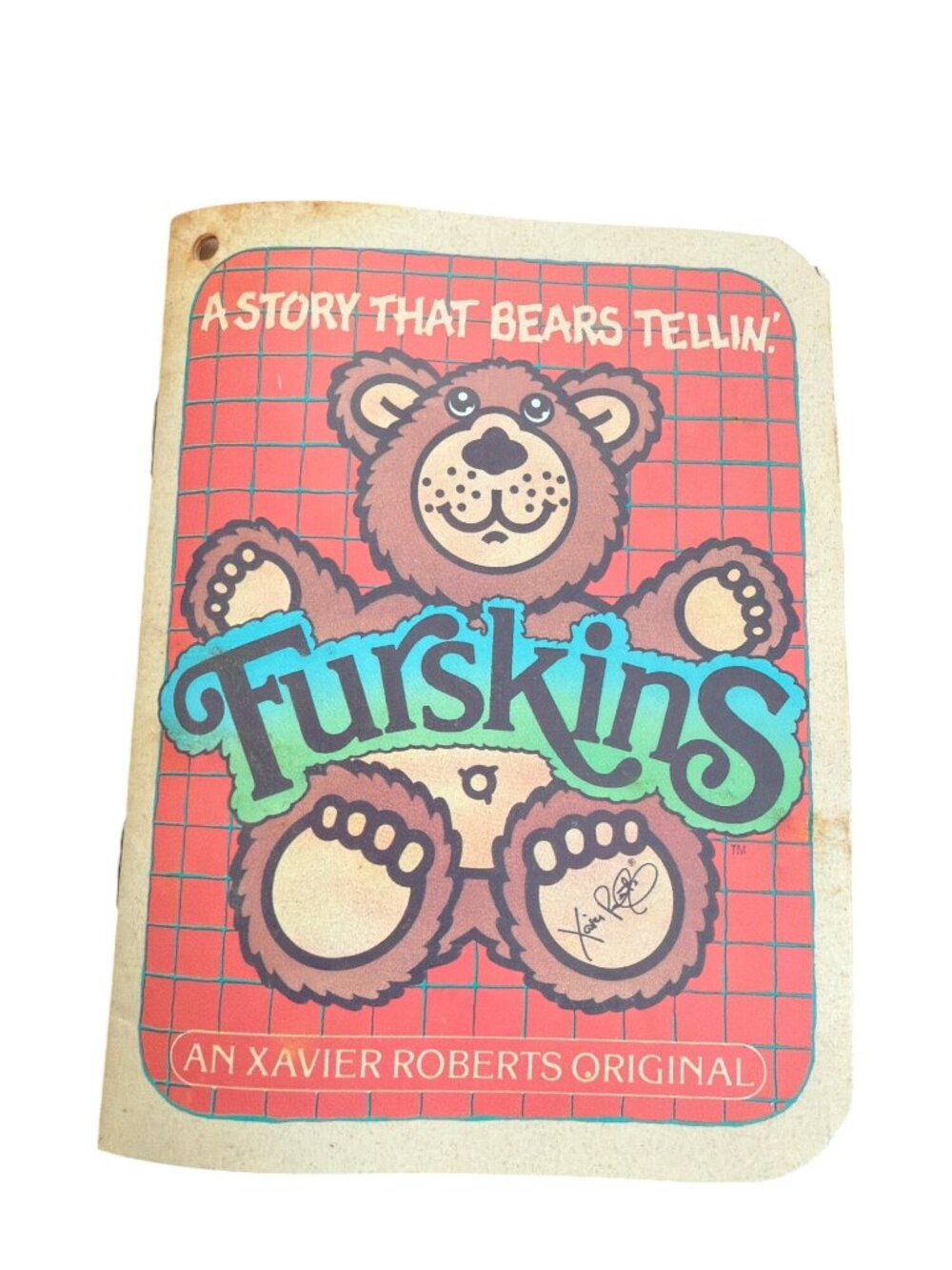 Dudley Furskin Plush Bear With Hat & Striped Overalls By Xavier Roberts 1980s - Picture 2 of 7